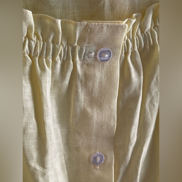 NWOT Sleeper Women's Yellow Linen Button Front Self-Tie Brigitte Dress Size S - Picture 4 of 11